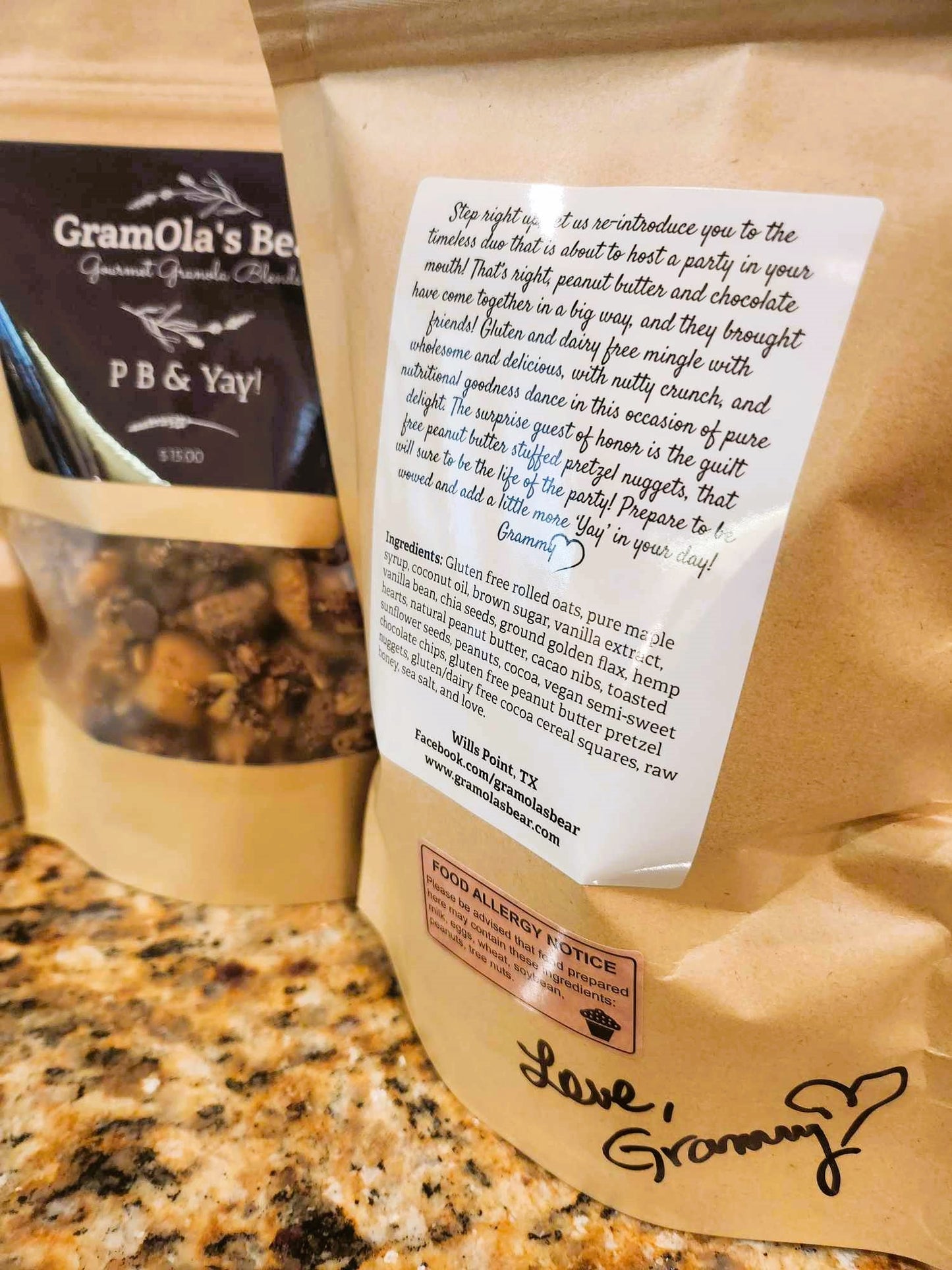 P B & Yay! – Gluten/Dairy Free - Artisan Granola Blend - 12 ounce resealable bag